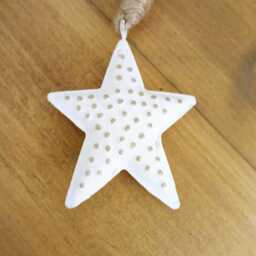 White Metal Hanging Star Decoration With Gold Dot Detail - The Home & Hearts Shop Rustic Wedding Gift Christmas - thumbnail 2