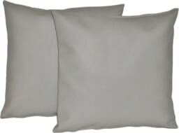 "2 Grey Faux Leather Classic Cushion Covers 16"" 18"" 20" - thumbnail 1