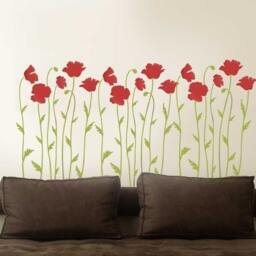 Wall Stencil Poppy Field - Flower Stencils Large Floral For Painting Walls Reusable Better Than Decals - thumbnail 2
