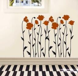Wall Stencil Poppy Field - Flower Stencils Large Floral For Painting Walls Reusable Better Than Decals - thumbnail 1
