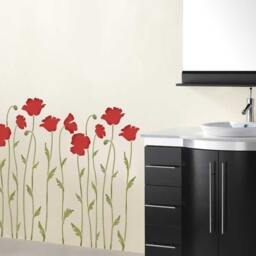Wall Stencil Poppy Field - Flower Stencils Large Floral For Painting Walls Reusable Better Than Decals - thumbnail 3
