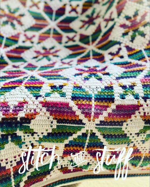 Handmade Crochet Geometric Colorful Rainbow Christmassy Mood Blanket - image 1