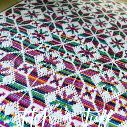 Handmade Crochet Geometric Colorful Rainbow Christmassy Mood Blanket - thumbnail 3