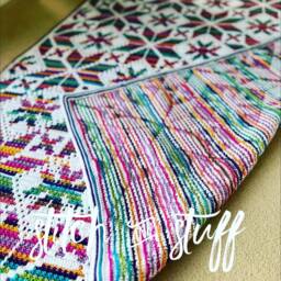 Handmade Crochet Geometric Colorful Rainbow Christmassy Mood Blanket - thumbnail 4