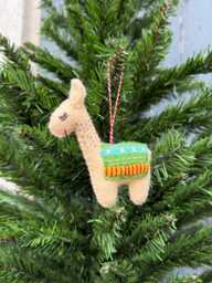Needle Felt Llama Christmas Ornament Handmade Fair Trade Wool - thumbnail 1