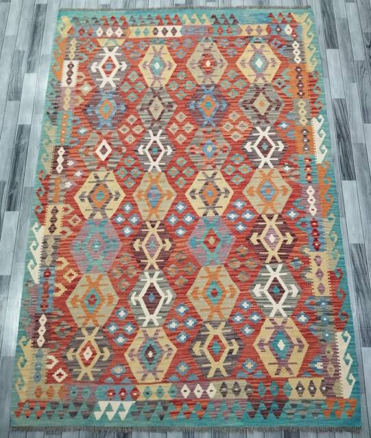 Kilim Rug Heritage, Handmade Artisan Afghan Turkish Navajo Natural Wool 290x201 cm - image 1