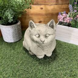 stone Garden Large Fat Cute Detailed Cat Ornament Gift - thumbnail 2