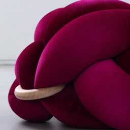 Purple Burgundy Velvet Knot Ottoman, Floor Cushion Pouf, Large Pillow, Extra Seating, Modern Statement Furniture - thumbnail 4
