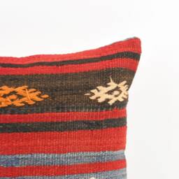 Handwoven Turkish Kilim Pillow Cover Vintage Wool Throw, 20x20 - thumbnail 2
