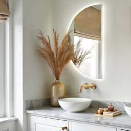 Luxury Led Mirror, Minimalist Vanity Aesthetic Half Moon Mirror With Lights, Large Light, Frameless - thumbnail 3
