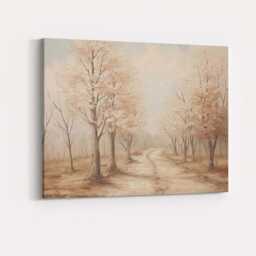 Pale Blush Forest Path Rustic Woodland Scene Canvas Wall Art Print Decor Picture Ready To Hang - thumbnail 4