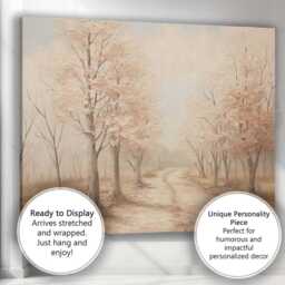 Pale Blush Forest Path Rustic Woodland Scene Canvas Wall Art Print Decor Picture Ready To Hang - thumbnail 3