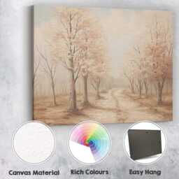 Pale Blush Forest Path Rustic Woodland Scene Canvas Wall Art Print Decor Picture Ready To Hang - thumbnail 2