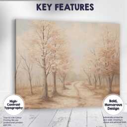 Pale Blush Forest Path Rustic Woodland Scene Canvas Wall Art Print Decor Picture Ready To Hang - thumbnail 1