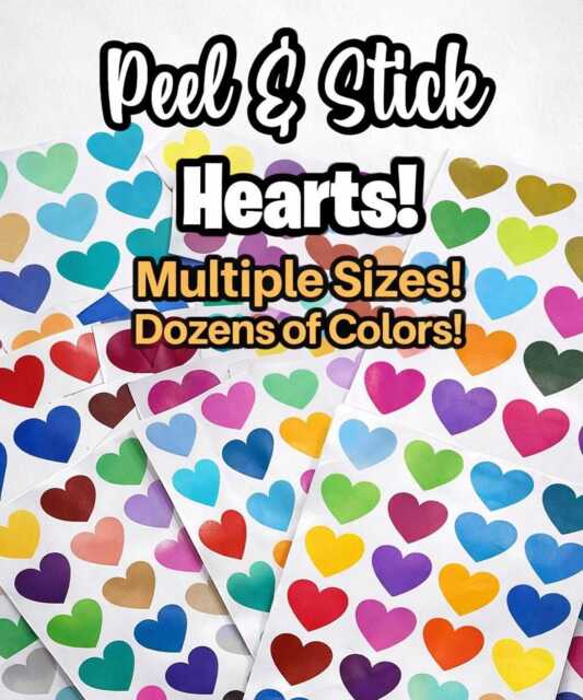 Peel & Stick Vinyl Decal Hearts - Wall Decals For Kids Rooms Nursery Decor Bedroom Heart Stickers - image 1