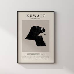 Kuwait Map Vintage Abstract Wall Art Print Picasso + Matisse Inspired Travel Poster - thumbnail 2