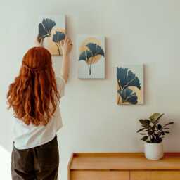 3 Piece Canvas Set - Aesthetic Ginkgo Leaves On A Light Background, Turquoise Wall Art Print, Plants & Flowers Decor