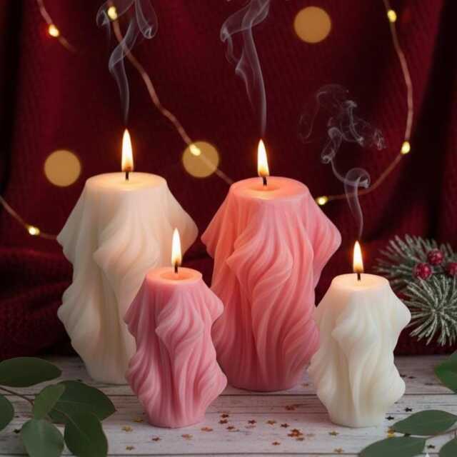 Wavy Candle - Handmade Soy Wax Modern Home Decor Valentine's Day Gift Mother's Decorative Candles - image 1