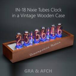 Nixie Tubes Clock In-18 Wooden Case Divergence Meter [12/24 Format, Ups Shipping 1-3 Days] For Boyfriend, Husband, Vintage, Gift, Steampunk