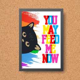 Funny Cat A4 Poster Print, High Quality Cartoon Art, Black Wall Decor, Original Artist Vibrant Pet - thumbnail 3