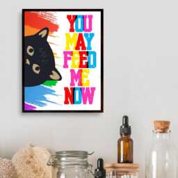 Funny Cat A4 Poster Print, High Quality Cartoon Art, Black Wall Decor, Original Artist Vibrant Pet - thumbnail 2