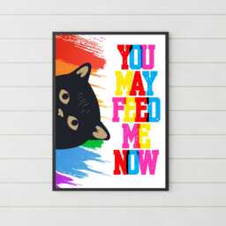 Funny Cat A4 Poster Print, High Quality Cartoon Art, Black Wall Decor, Original Artist Vibrant Pet - thumbnail 1