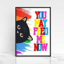 Funny Cat A4 Poster Print, High Quality Cartoon Art, Black Wall Decor, Original Artist Vibrant Pet - thumbnail 4