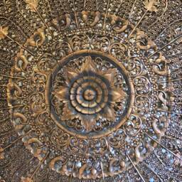 Large California King Bed Mandala Headboard, Hand Carved Bohemian Plaque Wood Wall Art Hanging, 8 Foot Panels - thumbnail 2