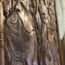 Large California King Bed Mandala Headboard, Hand Carved Bohemian Plaque Wood Wall Art Hanging, 8 Foot Panels - thumbnail 4
