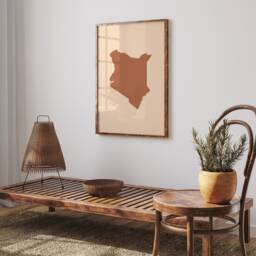 Kenya Map Boho Wall Art Print Mid Century Travel Poster - thumbnail 3