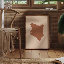 Kenya Map Boho Wall Art Print Mid Century Travel Poster - thumbnail 1