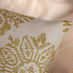 "Off White Pillow, Knitted Lime Green Silk Embroidery, Throw Pillow Cover, Decorative Cushion Accent 16""x16" - thumbnail 3