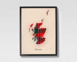 Clan Dalziel Scottish Tartan Map - Of Scotland Family Wall Decor, Ready To Hang - thumbnail 1
