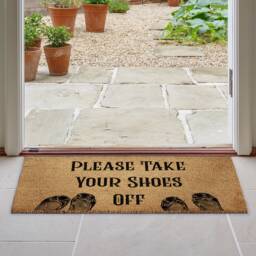 Large Door Mat - Please Take Your Shoes Off -Coir Welcome Rug Shoe Mat - thumbnail 1