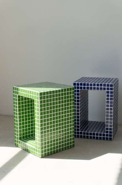 Coffee Tile Table, Side Bedside Shelf - image 1