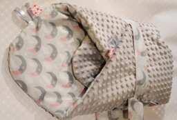 Newborn Swaddle Blanket, Baby Minky Blanket, Sleeping Bag, Wrap Moon Blanket Shower