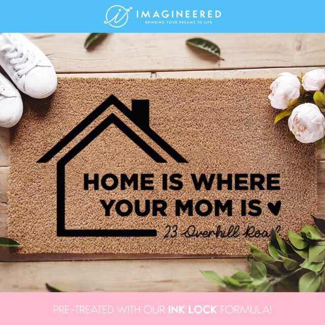 Home Is Where Your Mom - Custom Address Doormat Housewarming Gift New Couple Gifts From Daughter - image 1