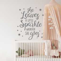 She Leaves A Little Sparkle Wherever Goes Wall Decal, Girls Princess Room Quote Decor - thumbnail 3