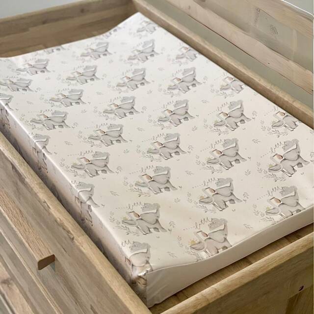 Hello Little One Changing Mat, Wedge Anti-Roll Travel Nursery Essential With Elephant & Stork Design - image 1