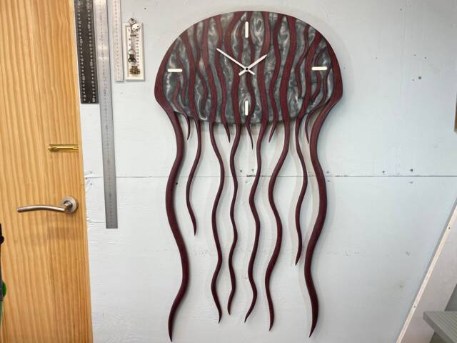 Jellyfish Wall Clock, Modern Unusual Abstract Home Decor - image 1