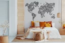 World Map Mandala Wall Decal Large Bohemian Travel Art #270 - thumbnail 1