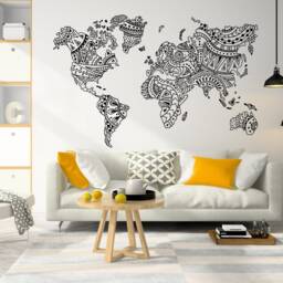 World Map Mandala Wall Decal Large Bohemian Travel Art #270 - thumbnail 3