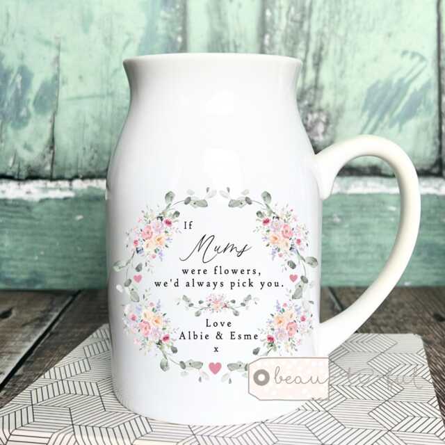 Personalised If ... Were Flowers I'd We'd Pick You Mum Nanna Grandma Nanny Nan Nana Wildflower Floral Ceramic Mug Vase Jug Birthday Gift - image 1