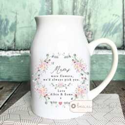 Personalised If ... Were Flowers I'd We'd Pick You Mum Nanna Grandma Nanny Nan Nana Wildflower Floral Ceramic Mug Vase Jug Birthday Gift - thumbnail 1