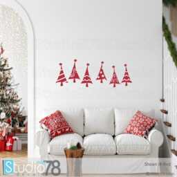 Christmas Tree Vinyl Decals - Holiday Wall Decor, Set Of 6 - thumbnail 3