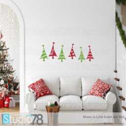 Christmas Tree Vinyl Decals - Holiday Wall Decor, Set Of 6 - thumbnail 1
