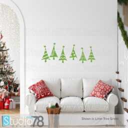Christmas Tree Vinyl Decals - Holiday Wall Decor, Set Of 6 - thumbnail 2