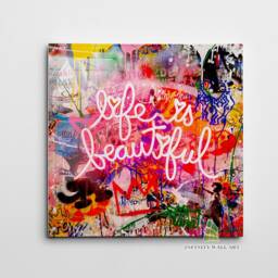 Life Is Beautiful Quote Graffiti Canvas Art Wall Print Picture Banksy Style Home Decor -D334 - thumbnail 2
