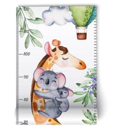 Watercolor Safari Animal Height Sticker - Kids Jungle Cute Animals With Hot Air Balloons Wall Decal Nursery Chart Decals - thumbnail 3