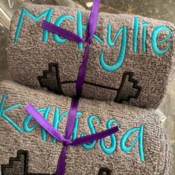Personalized Glitter Barbell Gym Towel Monogrammed Sports Gift - thumbnail 2